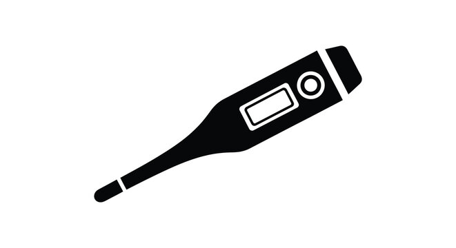 A simple black silhouette of a digital thermometer health and medical device silhouette