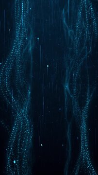 Abstract tech background connected dots, lines. Digital network, data transfer, connection. Cyber security, AI, cloud computing, big data processing. Modern Big data abstract technology Matrix 3D