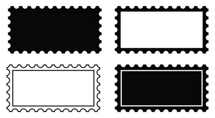 Obraz premium Postage stamp set. Set of blank rectangle and square Postage stamp frames. outline silhouette postage stamp icon set.