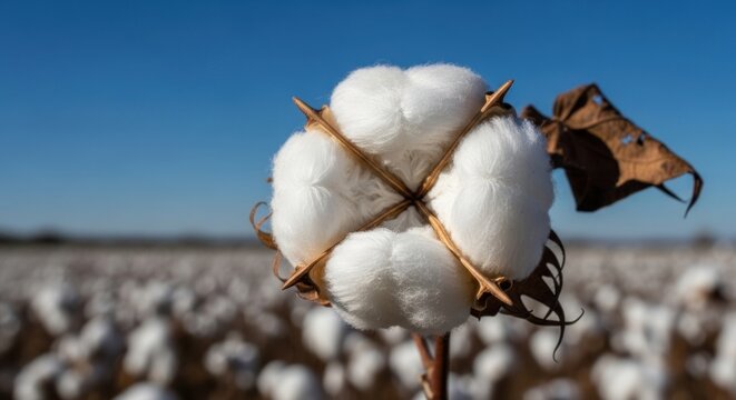 a cotton boll, the mature fruit of a plant in the genus Gossypium, which belongs to the Malvaceae (mallow) family alongside hibiscus and okra