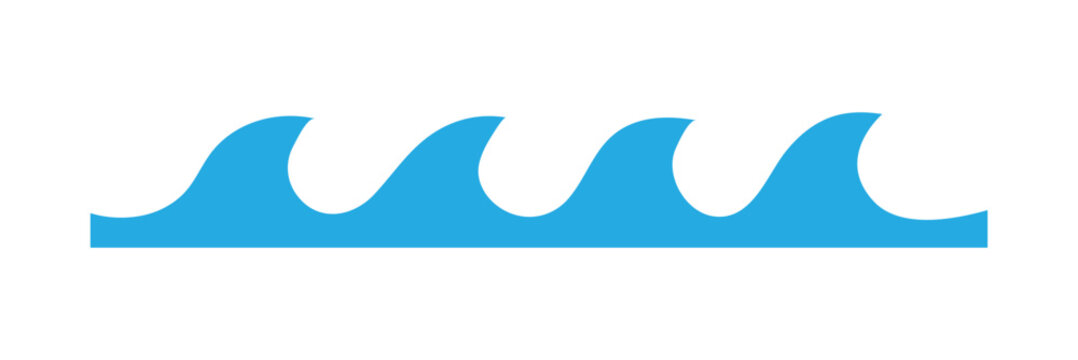 Minimal blue ocean, sea wave ornament icon. line art waves . Vector Illustration . EPS 10 .