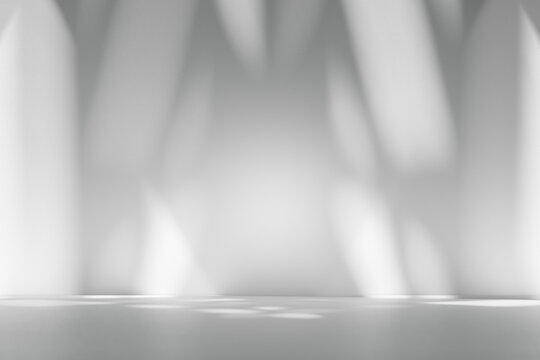 Wall interior background, studio and backdrops show products.with shadow from window color white and grey. background for text insertion and presentation product	