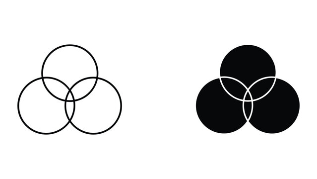 Venn diagram with three overlapping circles in black and white on a white background
