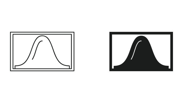 Vector illustrations of bell curve graphs in line and solid styles for statistical analysis and data visualization purposes