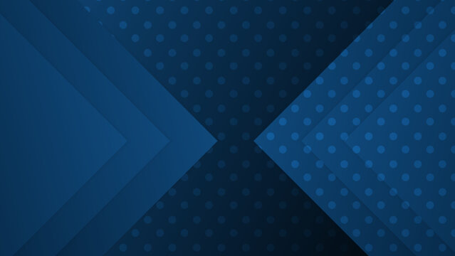 Elegant dark blue abstract background featuring overlapping geometric triangles and a classic polka dot pattern overlay