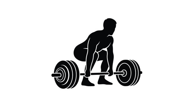 weightlifter lifting barbell silhouette on transparent background