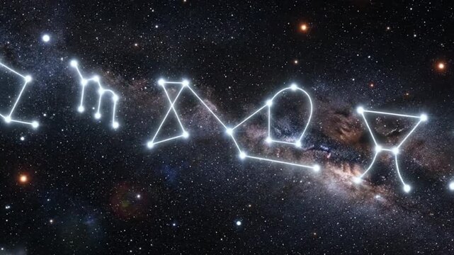 Zodiac Constellations in Milky Way Galaxy - Astrology, Stars, Cosmos, Universe