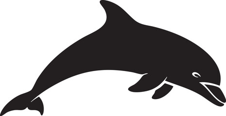 Black dolphin silhouette, marine mammal icon, ocean animal symbol, vector graphic © MdMasud