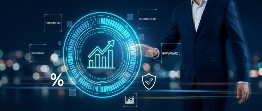 Corporate Governance Concept with Transparency Compliance and Digital Dashboard