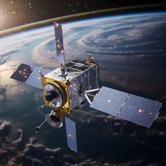 Obraz premium Space shuttle launching into space with spaceship near the moon