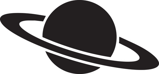 Saturn planet icon, black astronomy symbol, ringed planet sign, vector illustration © MdMasud
