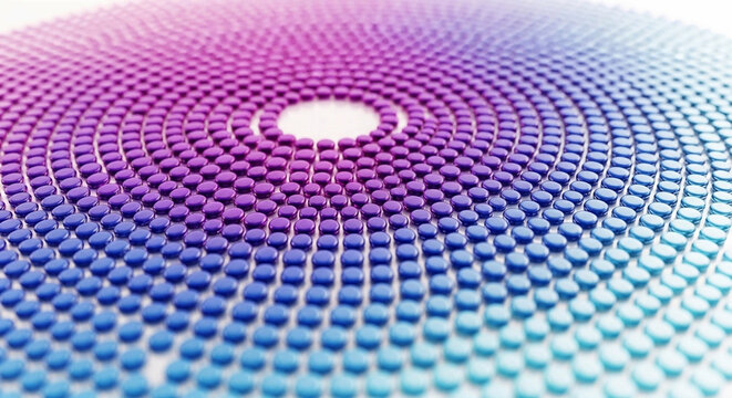 Vibrant purple and blue gradient dot pattern with white center circular design