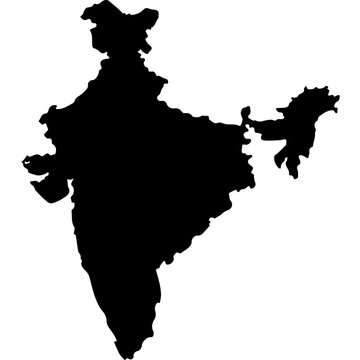 Black silhouette map of india shape