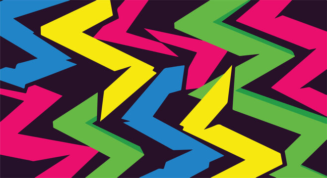 A colorful abstract pattern with zigzag shapes