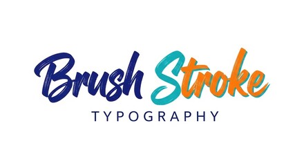 Fototapeta premium Brush Stroke Typography logo design, colorful artistic script lettering, creative paint brush font style for branding and graphic design