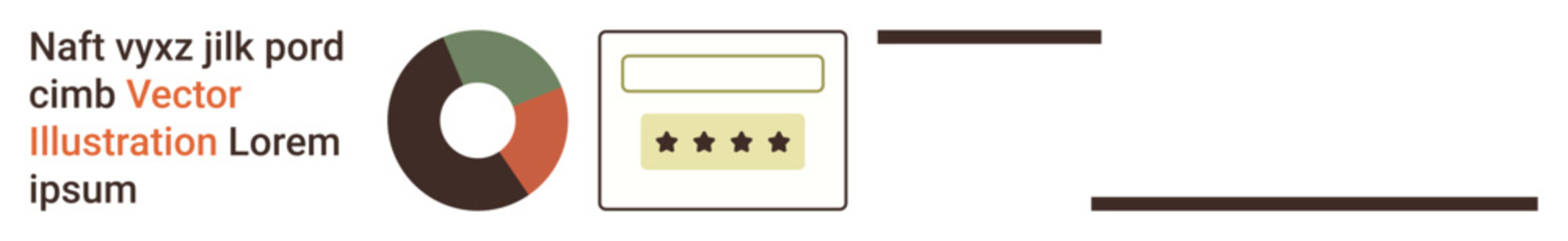 Data analysis, user feedback, online reviews, business metrics, digital interfaces, analytics. Circular chart and star rating box on a clean layout. Data analysis and user feedback concept