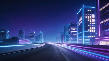 Fototapeta premium Futuristic cityscape with neon lights
