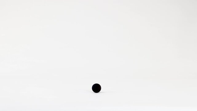 Minimalist Animation of a Single Black Sphere Falling and Bouncing