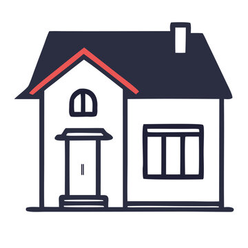 Simple house exterior with pitched roof, vector illustration
