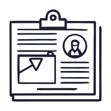 Clipboard with Document and Profile Icon, Flat Design Vector Illustration