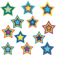 Fototapeta premium Colorful star shapes on white