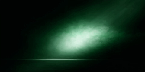 Fototapeta premium A digital art illustration of an abstract green background featuring a looping animated motion wave with a dark texture and a blue light glow ray beam
