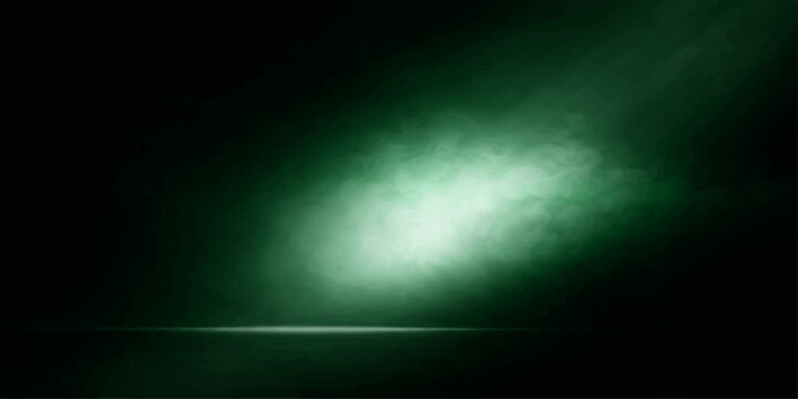 A digital art illustration of an abstract green background featuring a looping animated motion wave with a dark texture and a blue light glow ray beam