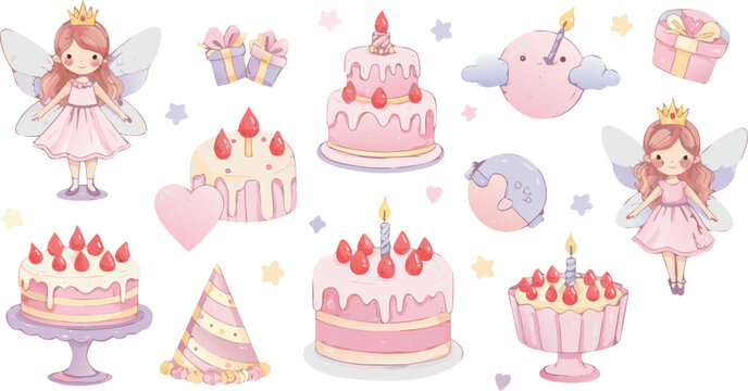 Whimsical cartoon fairies and sweet treats for kids party decoration ideas