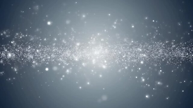 プラチナシルバーのきらめく粒子がクールなスチールグレーグラデーションに舞う モダンラグジュアリー シームレスループ プレゼン・YouTube背景 16:9 4K