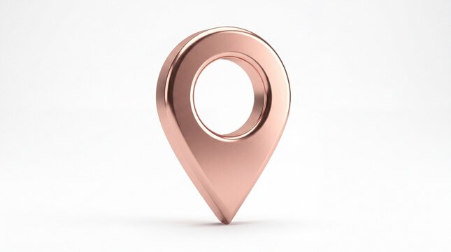 Shiny rose gold map location pin icon