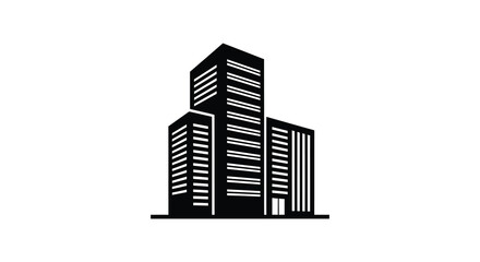 Fototapeta premium Modern cityscape with geometric skyscrapers presented as a striking black silhouette