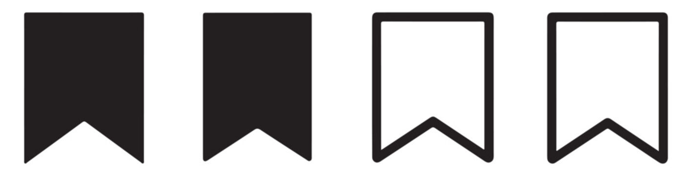 Set of simple ribbon bookmark icons for digital user interface navigation and document organization.
