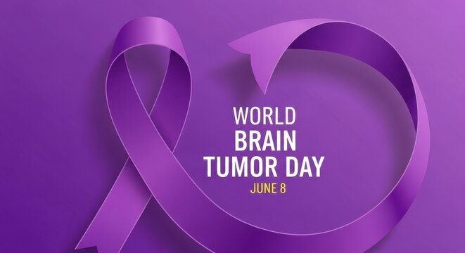 Purple Ribbon Symbol for World Brain Tumor Day Awareness Campaign June 8th