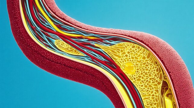 Anatomical illustration of a blood vessel showing the internal structure