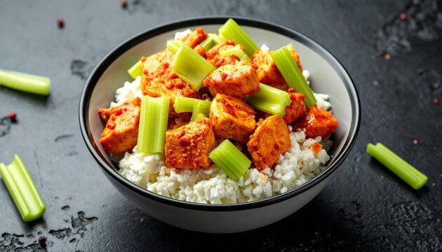 "Buffalo chicken bowl with celery"