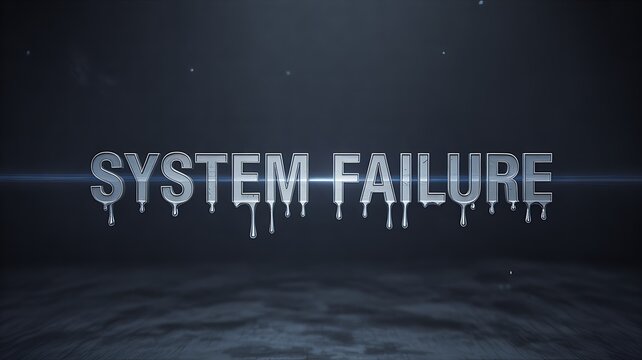 System failure text glitch effect on dark background representing technical error concept 
