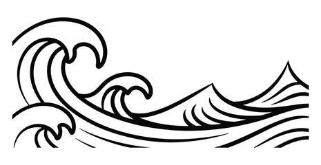 Fototapeta premium Ocean Wave Illustration: The dynamic flow of the sea, with stylized waves cresting and curling, representing power, movement, and the vastness of the ocean. 