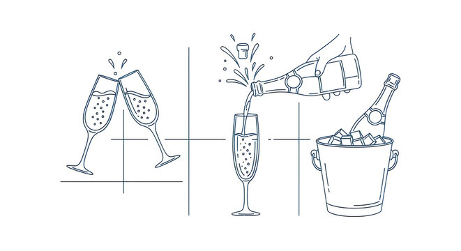  Minimalist Toasting Glasses vector 