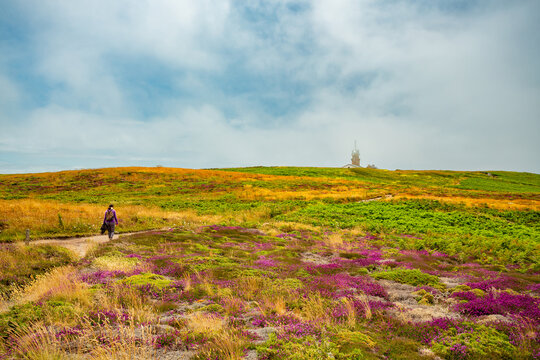 Pointe du Raz, France.  Bretagne Trekking on a cloudy day
