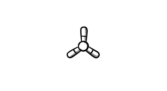 Simple Line Drawing of Three Pronged Object.