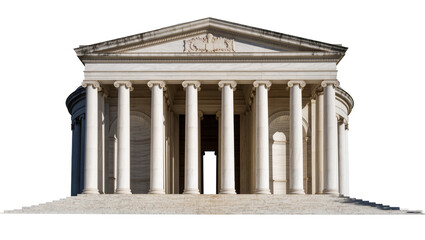 Fototapeta premium Neoclassical marble building with columns and pediment, isolated on transparent background