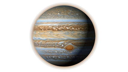 Jupiter planet with swirling bands and Great Red Spot, isolated on transparent background © Carlos