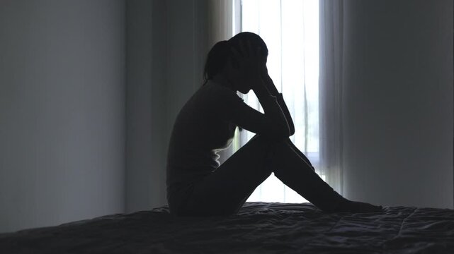 The slow-motion video shows a woman suffering from depression at home, experiencing insomnia,  depression, hopelessness, boredom, and a lack of enjoyment in things she used to love.