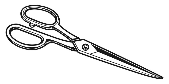 Stylized graphic illustration of professional sewing scissors closed with tailor made scissors illustration professional equipment handmade creative tailoring isolated stylized artistic