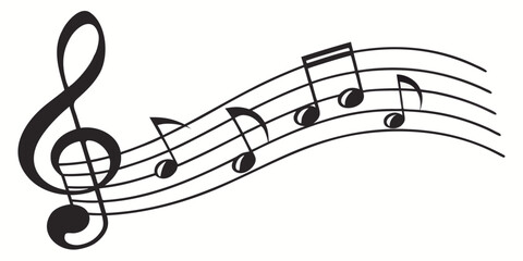 Musical staff element with treble clef and rhythmic notes notation composition performance illustration creative abstract classical instrumental symphony ensemble orchestra listening © RABBY