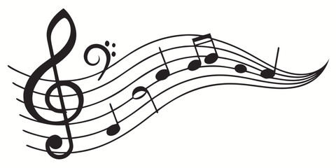 Black graphic representation of musical staff with clefs and notation composition performance illustration creative abstract classical instrumental symphony ensemble orchestra © RABBY