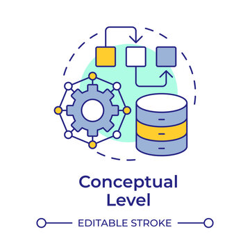 Conceptual level multi color concept icon. Data structure, information management. Server hardware. Round shape line illustration. Abstract idea. Graphic design. Easy to use in presentation