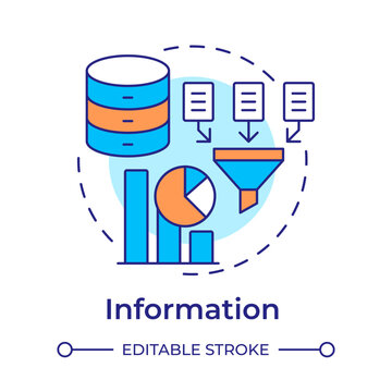 Information multi color concept icon. Business intelligence, statistical data. Efficiency analysis. Round shape line illustration. Abstract idea. Graphic design. Easy to use in presentation, article