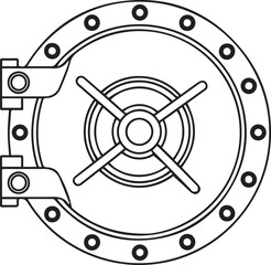 Obraz premium Industrial vault door icon outline vector representing high security and financial safety for banking or data protection websites