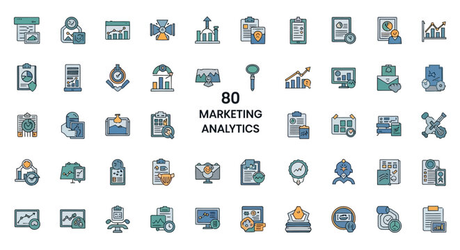 Marketing analytics icons and symbols.